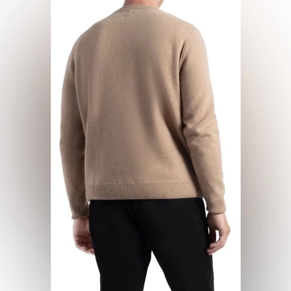 Soft Cloth Crewneck Merino Wool Jersey Sweatshirt Sweater Dark Vicuna